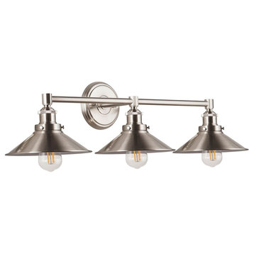Andante 3 Light Industrial Wall Sconce with LED Bulbs, Brushed Nickel