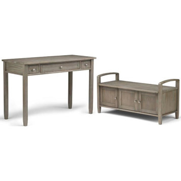 Home Square 2-Piece Set with 48" Writing Office Desk and 44" Entryway Bench