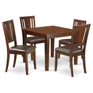 5-Piece Dinette Set, a Dining Table, 4 Chairs, Mahogany With Cushion