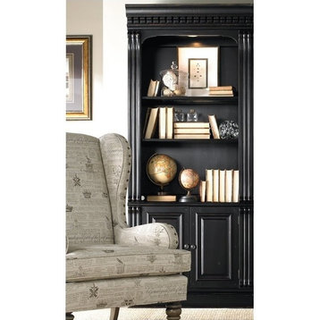 Telluride Bunching Wood Bookcase with Doors in Black by Hooker Furniture