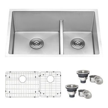 Ruvati 28" Low-Divide Undermount Stainless Steel Kitchen Sink, RVH7255