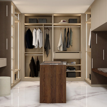 Luxury Walk in Wardrobe in Cashmere Grey, Cream Tobacco by Inspired Elements