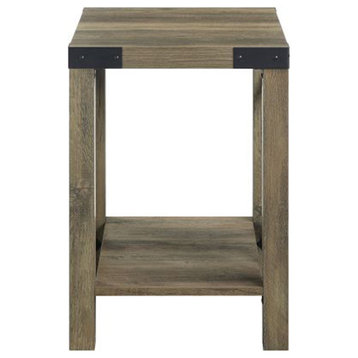 Vintage OAK wood end table Rustic wood accent table