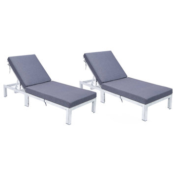 Leisuremod Chelsea Modern Blue Set of 2 Outdoor Chaise Lounge Chair CLWGR-77BU2