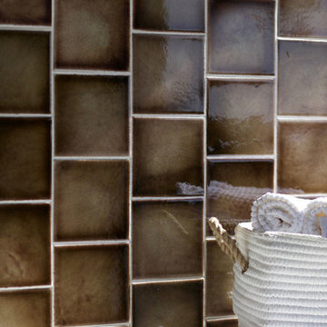 6x6 field tile in Chocolate crackle glaze.