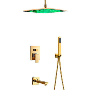 Fontana Lima 16'' Shiny Gold Finish Water Mixer Ceiling Shower Faucet Set