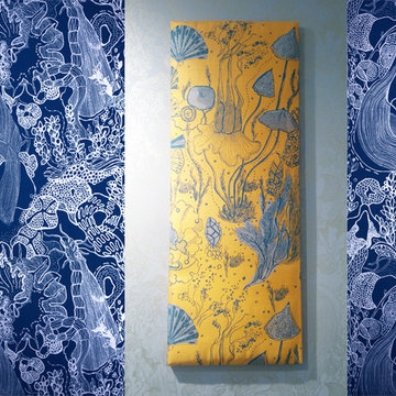Sea Florals Silk Wall hanging and Corals wallpaper