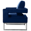 Noah Velvet Upholstered Accent Chair, Navy, Chrome Base