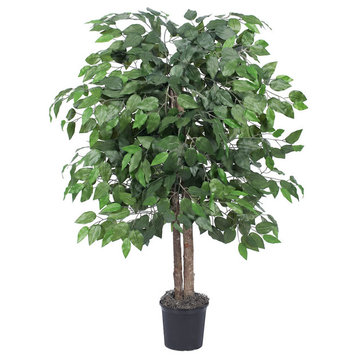Vickerman 4' Artificial Ficus Bush, Black Plastic Pot
