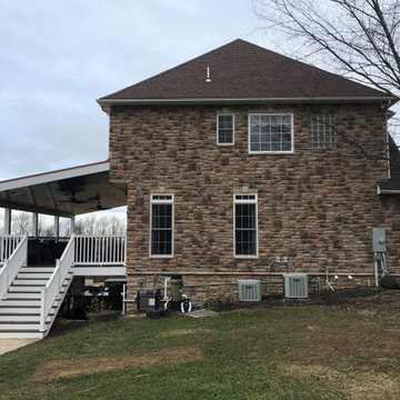 Exterior Stone Work, New Deck Roof, Stained Pine Deck Ceiling, New Deck