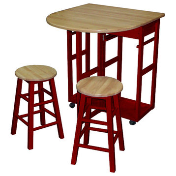 Breakfast Cart With Drop-Leaf Table, Red