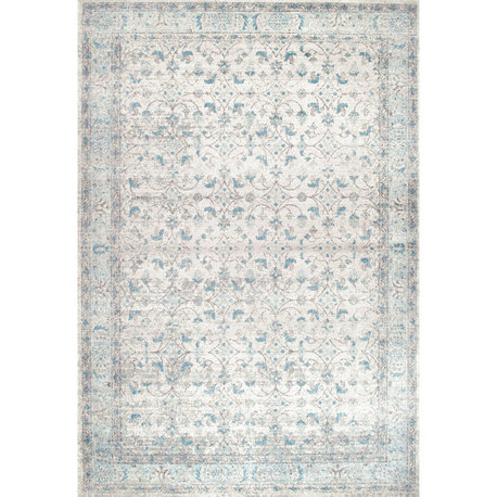 Nuloom Mist Floral Vintage Rug, Aqua 2'x3'