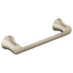 Moen - Moen Doux Hand Towel Bar, Brushed Nickel - A graceful arc and unique, soft-stream water flow, make Doux the perfect addition to any bathroom interior as it redefines modern in the language of great design. The D-shaped spout was carefully crafted to present the water in a flat, thin silky ribbon to continue the clean lines of the faucets smooth, wide form.
