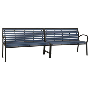 vidaXL Outdoor Patio Bench Garden Park Bench with Armrests Steel and WPC Black