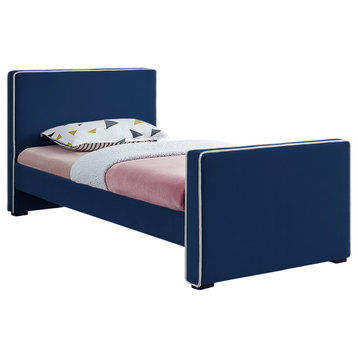 Dillard Velvet Upholstered Bed, Navy, Twin