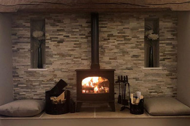 Traditional Wood Burning Stove Feature Wall Installation