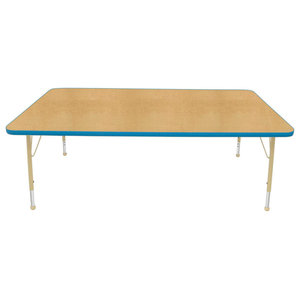 Standard Leg Height: 21-30 Bright Blue Edge Creative Colors 60 x 66 Horseshoe Activity Table with Gray Nebula Top Self-Leveling Nickel Glide 