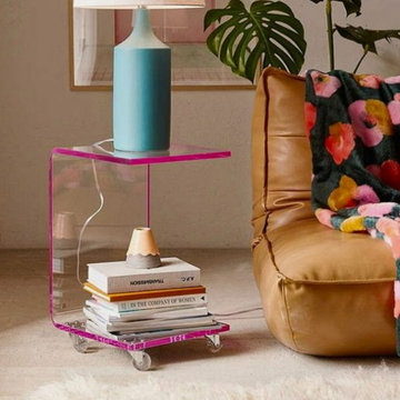 Modern Glass and Lucite Side End Tables