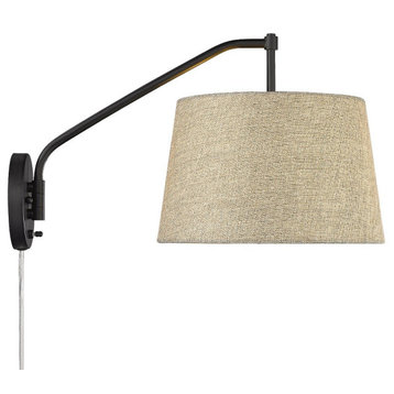 1 Light Wall Sconce-Matte Black Finish-Natural Sisal Shade Color - Wall Sconces