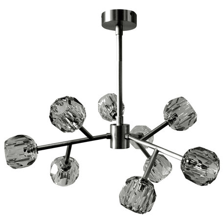 Crystella Chandelier, Polished Nickel Frame, 9-Light