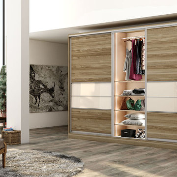 Wooden Sliding Wardrobe Three Panels Wood Grain Supplied by Inspired Elements