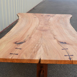 Live Edge Sycamore Dining Table with Trestle Base - Dining Tables
