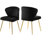 Meridian Furniture - Finley Tufted Velvet Dining Chairs With Rich Gold Legs (Set of 2) - This Finley velvet chair, with its all-over soft black velvet upholstery, offers elegance and sophistication for your dining room. Designed to elevate your room's decor in an instant, this seat oozes refinement and beauty with its curved and channel-tufted back and rich gold metal legs. Pair this lovely Finley chair with your favorite contemporary dining table for a seamless presentation.