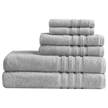 Clean Spaces Nurture Sustainable Antimicrobial Bath Towel 6 Piece Set, Grey