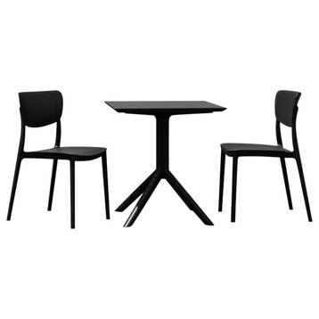 Lucy Outdoor Bistro 3-Piece Set With 31" Table Top Black