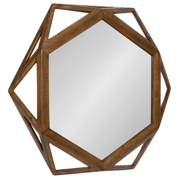 Cortland Wood Framed Mirror, Brown 27 Diameter