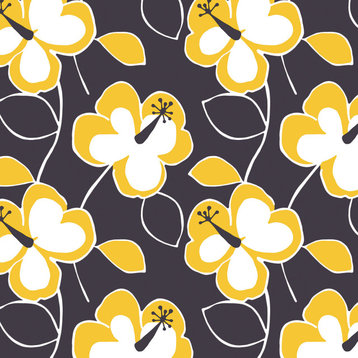 Bold Flowers in Yellow and Black Wallpaper, Sample