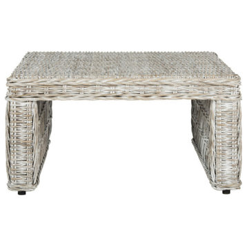 Lillith Wicker Coffee Table, Whitewash