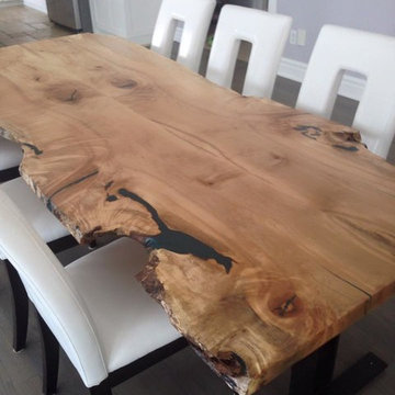 MAPLE LIVE EDGE WOOD SLAB TABLE HARVEST TABLE