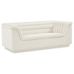 Meridian Furniture - Cascade Upholstered Set, Cream, Velvet, Loveseat - Add instant modern pizzazz to your living room or den with this Cascade velvet fabric loveseat. Upholstered from top to bottom in soft cream velvet upholstery, this chic loveseat adds contemporary flair to any space you choose to use it in. Curved arms and a sleek profile make this love seat beautiful to behold while deep channel tufting adds to its long-term durability and adds a textural feel. Thickly padded arms, back and seat make this chair perfect for curling up in while watching TV or reading the latest bestseller.