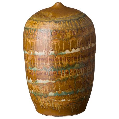 Tall Cocoon Vase, Nutshell Brown 11.5X17.5"H