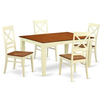 5-Piece Kitchen Table Set With a Table and 4 Wood Dining Chairs, Buttermilk