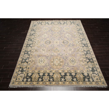 9'1''x12'2'' Hand Knotted Wool Oriental Area Rug, Gray, Moss Color