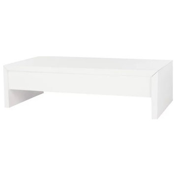 Contemporary Coffee Table, Elegant Design With Rectangular Lift Up Top, White