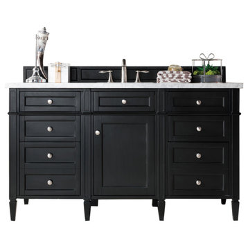 Brittany 60" Single Vanity, Black Onyx, Arctic Fall Solid Surface