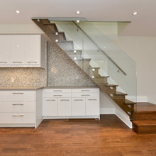 Staircase with glass railing
