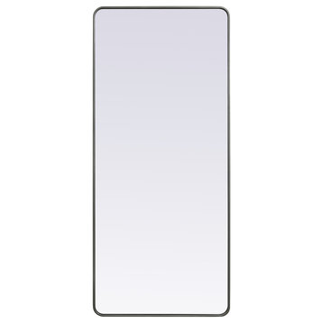 Elegant Decor Soft Corner Metal Rectangle Mirror 32X72" in Silver