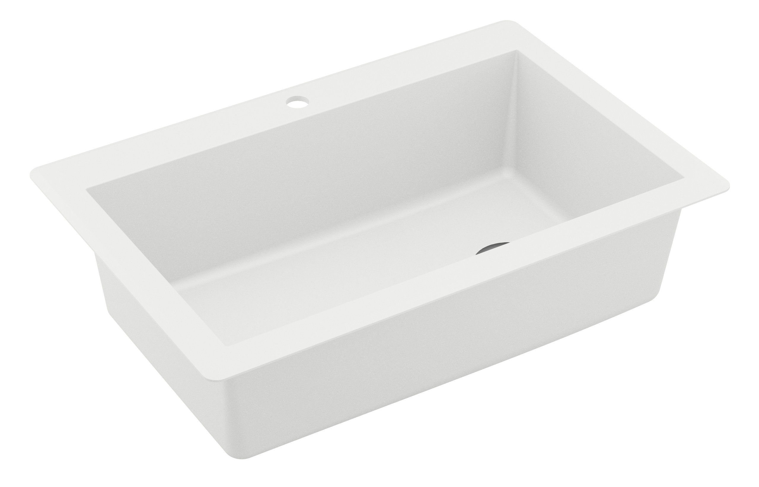 Karran Drop-In Quartz 33" 1-Hole Single Bowl Kitchen Sink, White