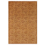 Bareens Designer Rugs - Oriental Ziegler Yung Green Brown Hand-Knotted Wool Rug - 9'0'' x 12'1'' - Enhance the ambiance of your home with this magnificent Persian-influenced Turkish hand-knotted rug made by skilled artisans capable of creating the most exceptional vegetable dyes and hand-spun wool. This exquisite handmade rug is a one-of-a-kind Peshawar Kafkaz, otherwise identified as Chobi, Chobi Peshawar, Oushak, or Ziegler rug. These handmade rugs are crafted in Pakistan utilizing superior-quality wool imported from Australia, New Zealand, and Korea in two types of weaves: the Persian weave and the Mori weave. This rug is meticulously crafted by hand using the finest natural vegetable dyes extracted from local plants. The artisans use a blend of hand-spun local and fine merino wool, resulting in a rug with a compelling texture, higher lanolin content, and longer staple. The artisans occasionally incorporate natural or artificial silk into the pile to enhance specific motifs. The finished product is an awe-inspiring execution of flawless design and an understated palette that exudes elegance.