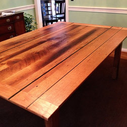 Dining Table Reclaimed Oak and Cherry with Ebony inlay. - Dining Tables