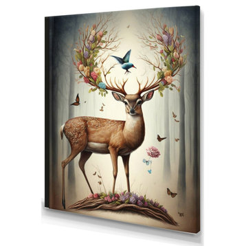 Deer With Blooming Antlers III Canvas, 30x40, No Frame