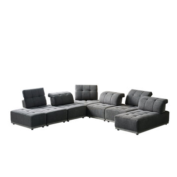 Divani Casa Ekron Modern Gray Fabric Modular Sectional Sofa
