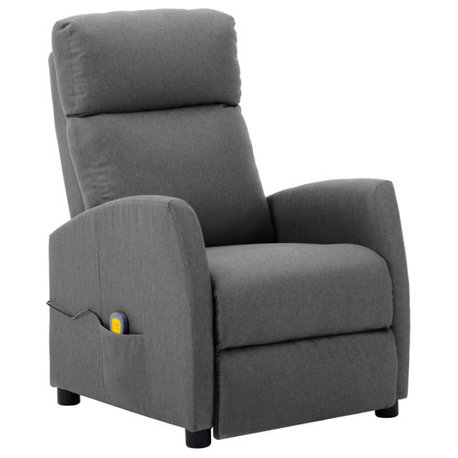 vidaXL Massage Chair Massaging Recliner Chair for Elderly Light Gray Fabric