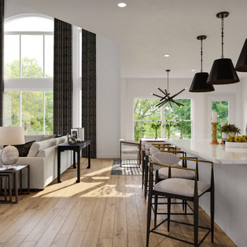 Black and White Living and Dining Room