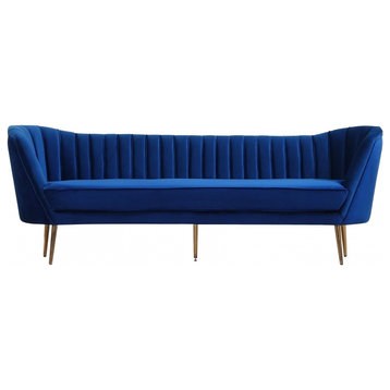 Margo Velvet Upholstered Set, Navy, Sofa