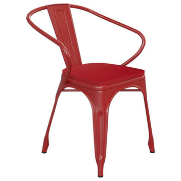 Luna Commercial Grade Red Metal Chair-Red Seat